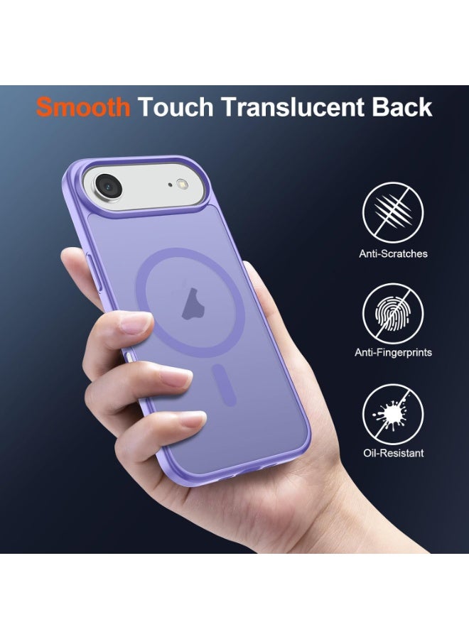 أكاليكس جراب مغناطيسي لهاتف آيفون 17 إير [مقاوم للصدمات ونحيف] غطاء خلفي صلب شفاف غير لامع مع حماية عالية الجودة | بنفسجي فاتح - Image 4